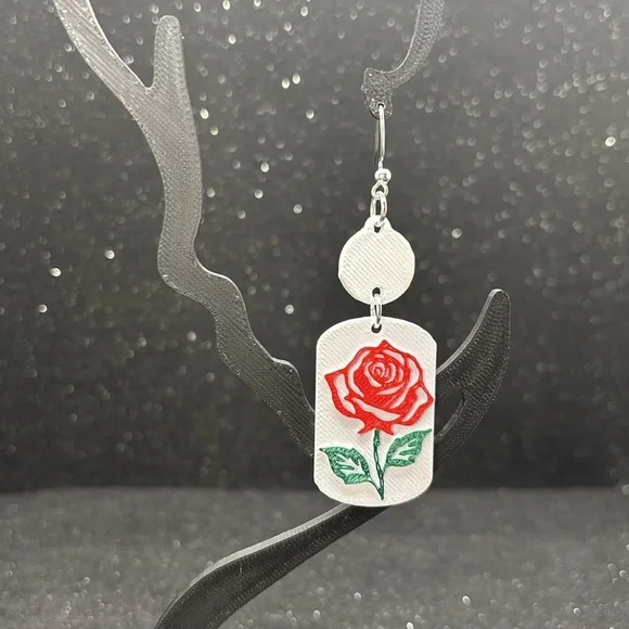 Red Rose Earrings - Picture 3 of 4